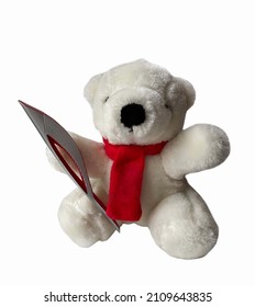 Plush Polar Bear In A Red Scarf