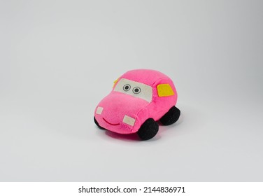 Plush Toy Car On A White Background