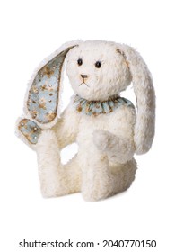 Plush Toy White Rabbit Isolated On White Background