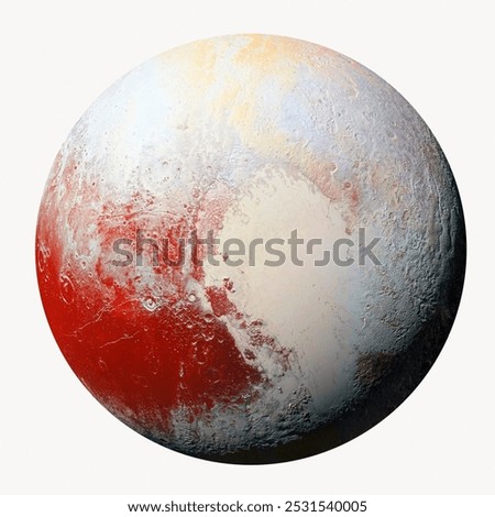 Pluto clipart, planet surface, off white design. Pluto dwarf planet isolated on white background. Vintage Pluto dwarf planet illustration drawing art isolated on white. Astronomy space concept.