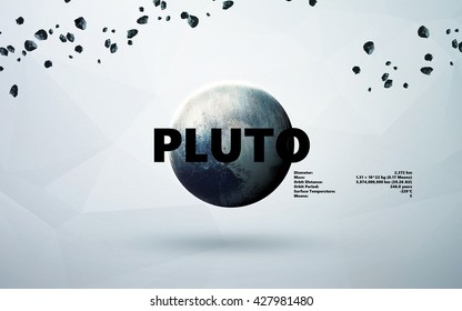 Pluto. Minimalistic style set of planets in the solar system. Elements of this image furnished by NASA