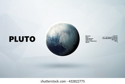 Pluto. Minimalistic style set of planets in the solar system. Elements of this image furnished by NASA