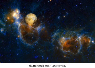 Pluto. Solar system. Cosmos art. Elements of this image furnished by NASA.