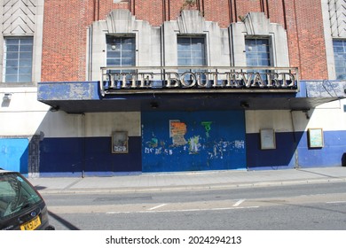 Plymouth. Devon. England. April 27. 2011. The Boulevard Closed Boarded Up Abandoned Nightclub And Rock Music Venue