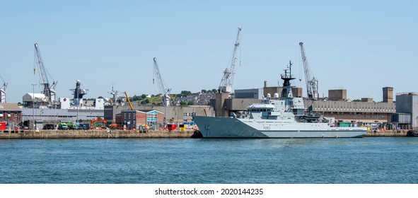 Plymouth, Devon, England, UK. 2021, HMS Mersey A River Class Off Shore Patrol Vessel, Protects The UK Fishing Rights, Alongside In Devonport Dockyard, Plymouth, UK