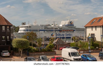 Plymouth, Devon, England, UK. 2022. A French Roll On Roll Off Ferry Alongside In The Continental Ferry Port In The Millbay Area Of The City Of Plymouth, UK