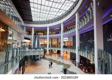 PLYMOUTH, DEVON, UK - AUGUST 8TH 2021 ; Interior of the Drakes Circus undercover shopping centre in Plymouth