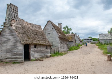 PLYMOUTH, MA, USA - JUNE 17, 2010: Plimoth Plantation in Plymouth. This open-air museum replicates the original settlement at Plymouth Colony where the first Thanksgiving may have been held.