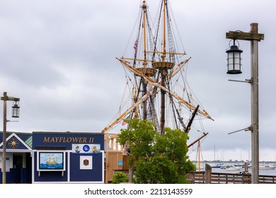 Plymouth, Massachusetts, USA - September 12, 2022: Mayflower II Dock In Plymouth Harbor.