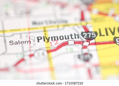 Plymouth. Michigan. USA On A Geography Map.