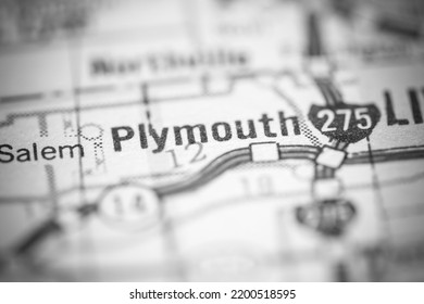 Plymouth. Michigan. USA On A Geography Map.