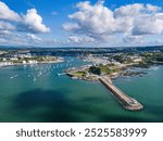 Plymouth, Mount Batten an aerial drone photo, sea, clouds and breakwater