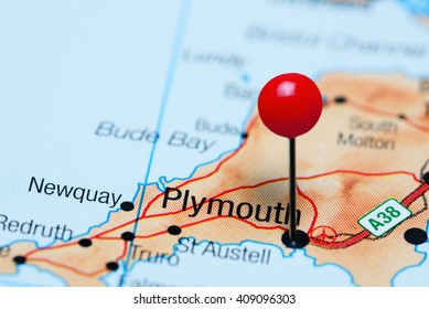 Plymouth Pinned On A Map Of UK
