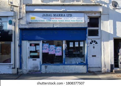 Plymouth, UK - September 1, 2020: A Closed-down Butcher Shop