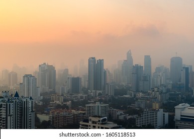 PM 2.5 dust in Bangkok or the center city,Capital city are covered by heavy smog,Misty morning and sunrise in downtown with bad air pollution, the Place to risk of cancer,Thailand-Image - Powered by Shutterstock