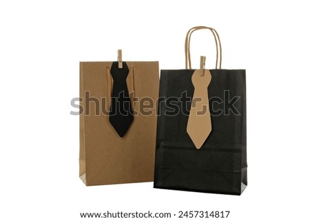 PNG, bag with tie, father's day gift concept, isolated on white background.