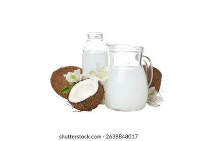 PNG, coconut milk in a bottle, isolated on white background.