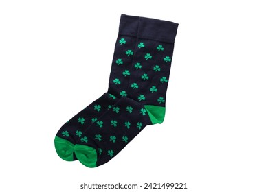 PNG, Dark socks with clover, isolated on white background, top view - Powered by Shutterstock