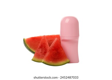 PNG, deodorant with watermelon, isolated on white background.