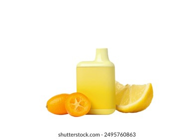 PNG, Electronic cigarette with lemon, isolated on white background