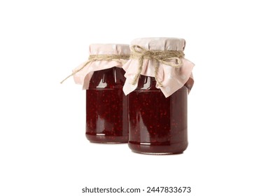 PNG, Fig jam in glass jars, isolated on white background