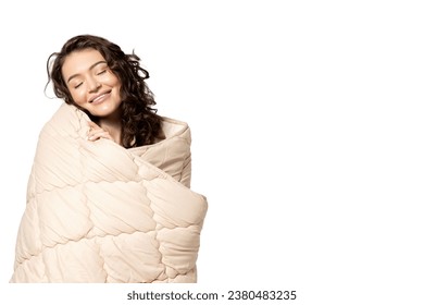 PNG girl in bed isolated on white background.