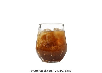 PNG, Glass with iced coffee, isolated on white background