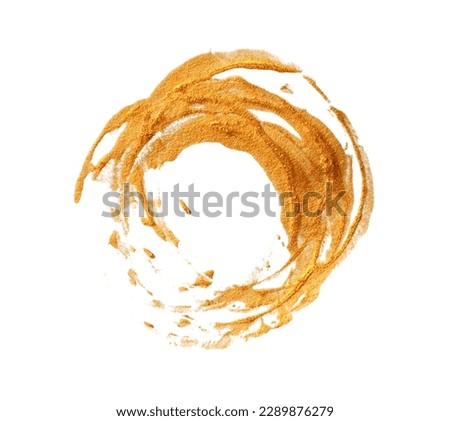Png Gold bronze glitter brushstroke painting circle blot smear. Abstract glow shine stain on white background.