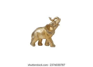 PNG, Golden elephant statue, isolated on white background