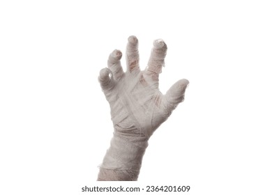 PNG, mano en venda blanca, aislada en fondo blanco