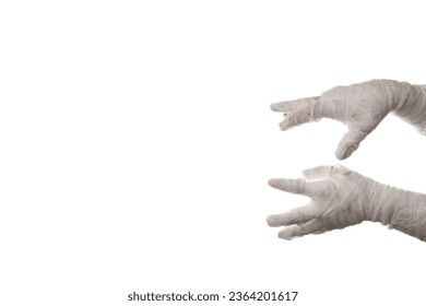 PNG, Hands in white bandage, isolated on white background