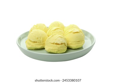 PNG, Ice cream with fresh melon in a bowl, isolated on white background