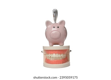 PNG, Jaw and piggy bank with bill, isolated on white background - Shutterstock ID 2395059175