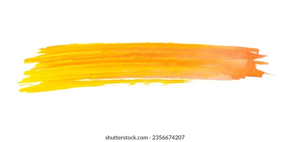 PNG, stroke of orange paint, isolated on white background