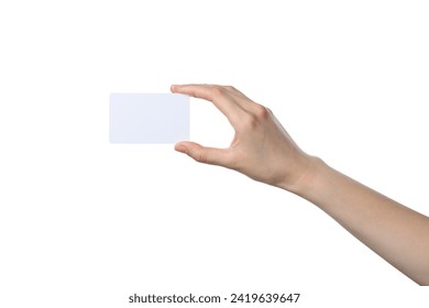 PNG,blank piece of paper in a woman's hands, isolated on white background