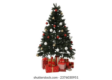 PNG,Christmas tree with gifts, isolated on white background