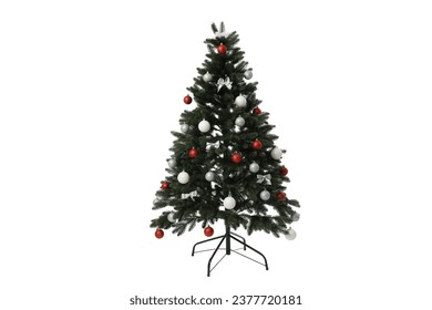 PNG,Decorated Christmas tree, isolated on white background