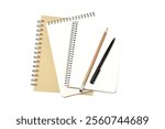 PNG,Notebooks with pens, isolated on white background