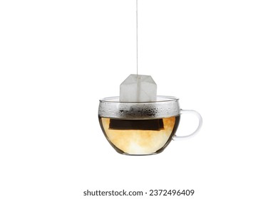 PNG,tea bag in a transparent cup, isolated on white background - Powered by Shutterstock