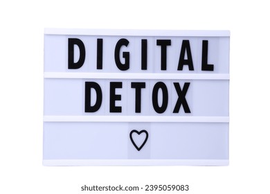 PNG,The inscription "digital detoxification" on a white board, isolated on white background - Shutterstock ID 2395059083