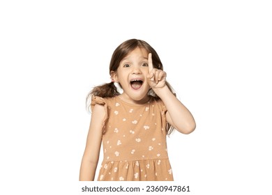 PNG,the little girl had an idea, isolated on white background