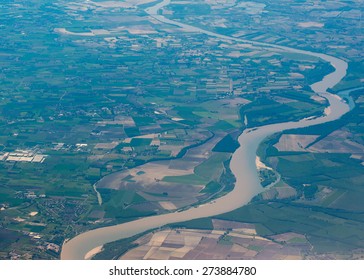 Po Main River Italy Aerial View