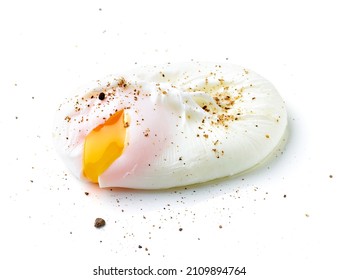 Poached egg and pepper isolated on white background