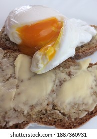 Poached Organic Duck Egg On Buttered Brown Soda Bread...