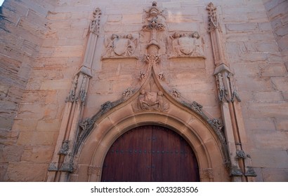 Poblet, Tarragona, Spain; August 22, 2021: Poblet Monastery  Is A Cistercian Monastery, Founded In 1151, Located At The Foot Of The Prades Mountains, In The Region Of Conca De Barberà.