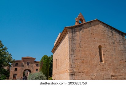 Poblet, Tarragona, Spain; August 22, 2021: Poblet Monastery  Is A Cistercian Monastery, Founded In 1151, Located At The Foot Of The Prades Mountains, In The Region Of Conca De Barberà.