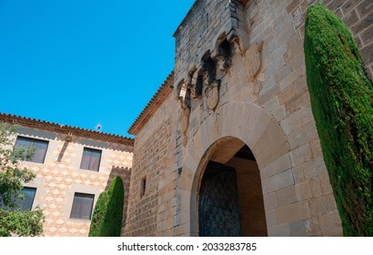 Poblet, Tarragona, Spain; August 22, 2021: Poblet Monastery  Is A Cistercian Monastery, Founded In 1151, Located At The Foot Of The Prades Mountains, In The Region Of Conca De Barberà.