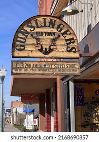 Pocatello, Idaho: November 3, 2021:  A Gun Store In The Town Of Pocatello, Idaho.  The Right To Own Firearms Is Protected By The Second Amendment To The United States Constitution.  