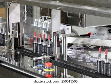 Pocatello, Idaho, USA June 18, 2012 A machine putting listick in tubes in a cosmetics factory.