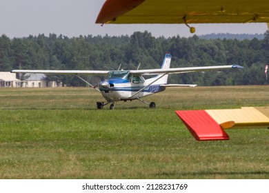 POCIUNAI, LITHUANIA – JULY, 2021: Cessna 182 Skylane LY-LIN. Cessna 182 Is A Single Engine Piston Aircraft With Fixed Landing Gear.